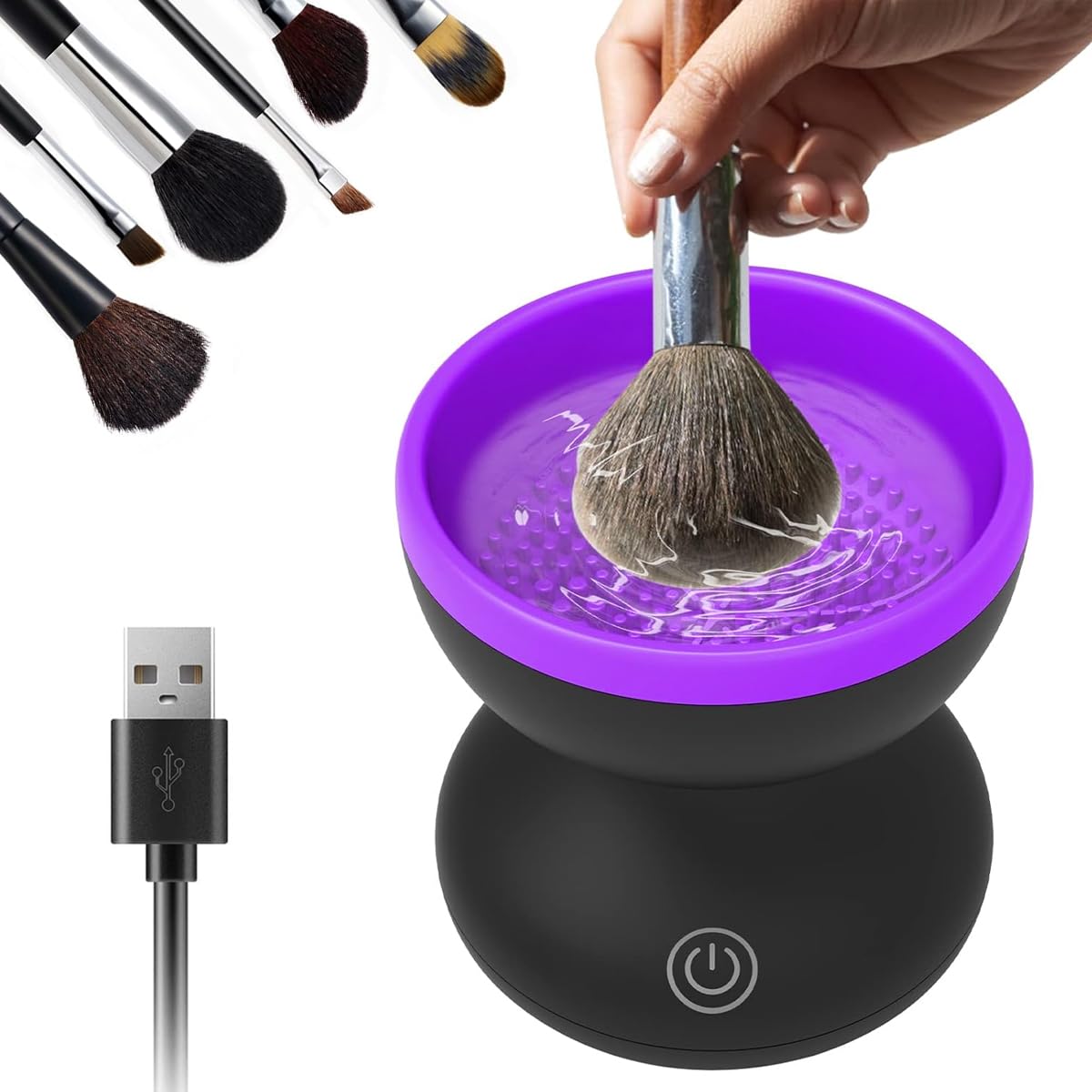 MAYCREATE Electric Makeup Brush Cleaner Machine, Silicone Makeup Brush Cleaning Cup, Portable USB Automatic Spinner Cleaner for All Size Brushes MAYCREATE Electric Makeup Brush Cleaner Machine, Silicone Makeup Brush Cleaning Cup, Portable USB Automatic Spinner Cleaner for All Size Brushes